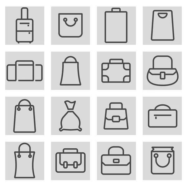 Set de iconos de bolsa de línea negra vectorial — Vector de stock