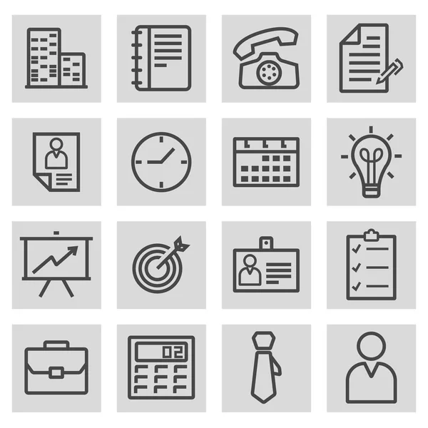 Vector black line business icons set — Stock Vector