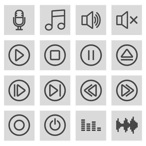 Set de iconos de sonido de línea negra vectorial — Archivo Imágenes Vectoriales