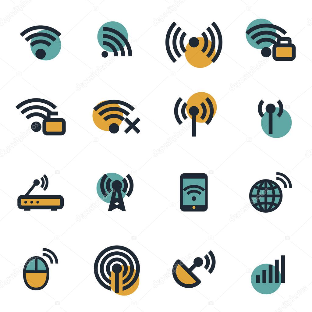 Vector flat wireless icons set