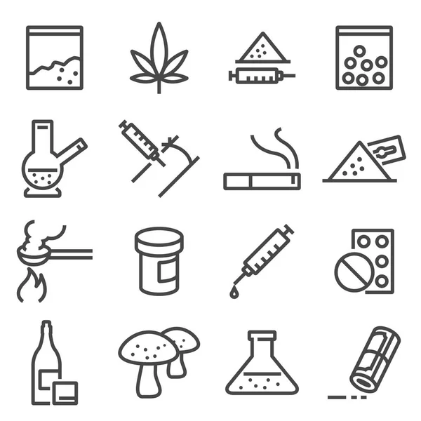 Drugs lijn pictogrammen. — Stockvector