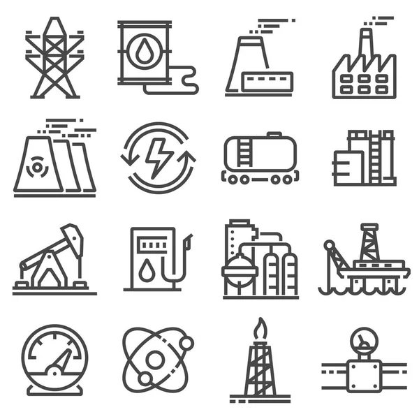Conjunto de ícones de energia de industria preta vetorial —  Vetores de Stock