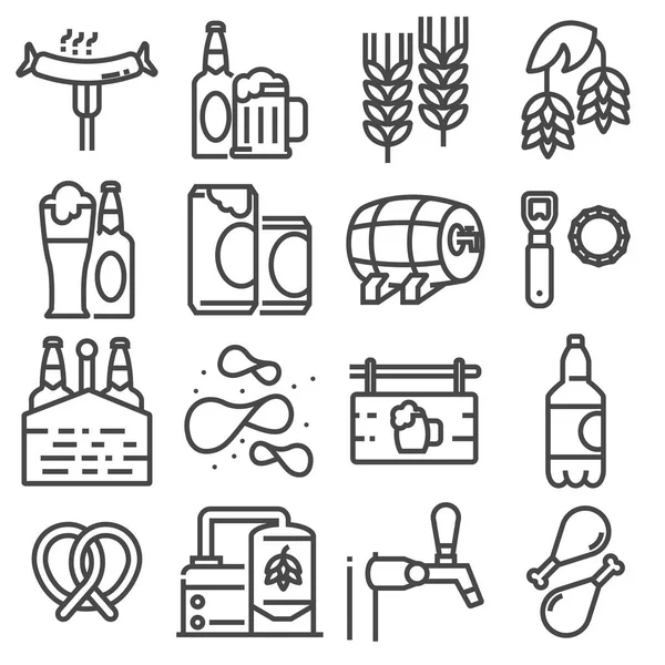 Cerveza. Conjunto de iconos vectoriales de contorno — Archivo Imágenes Vectoriales