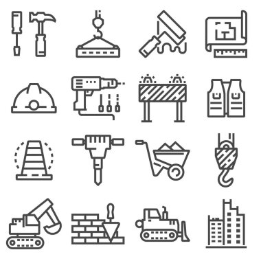 Vektör yapı, inşaat ve ev onarım araçları Icons set