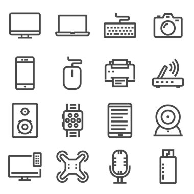 Elektronik cihazlar ince çizgi simgeler