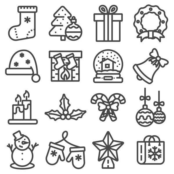 Conjunto de iconos de Navidad e invierno . — Archivo Imágenes Vectoriales