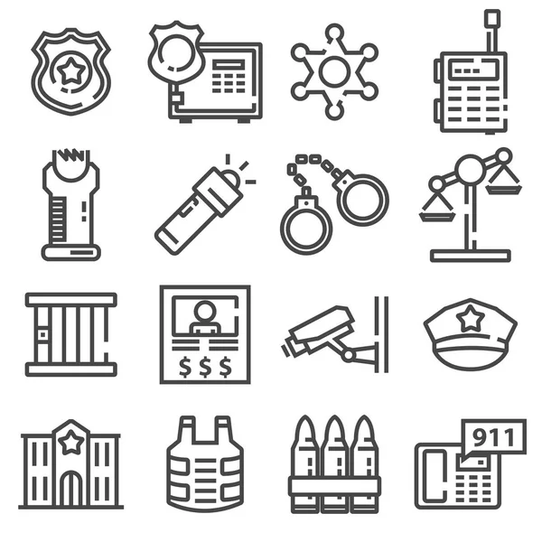 Rendőrségi vonalat Icon Set. — Stock Vector