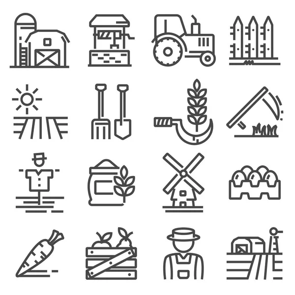 Tarım ve tarım hayat Icon set. — Stok Vektör