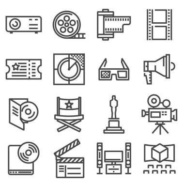 Vektör çizgi sinema Icons set.
