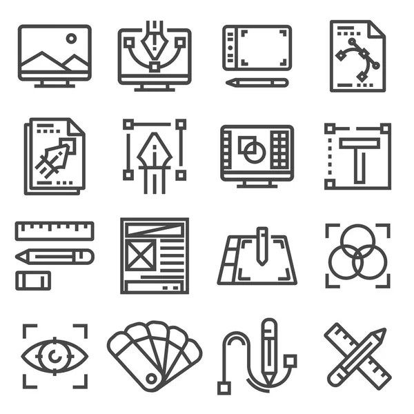 Vector linear graphic design icons set — Stock Vector