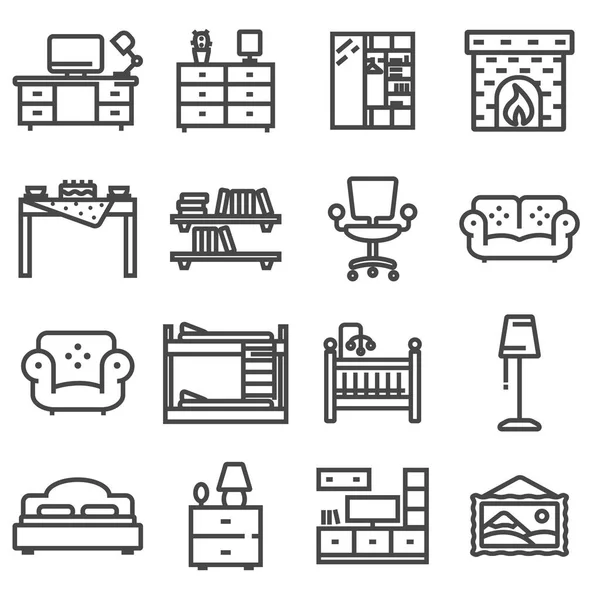 Icono de muebles básicos vectoriales en estilo de línea delgada — Archivo Imágenes Vectoriales