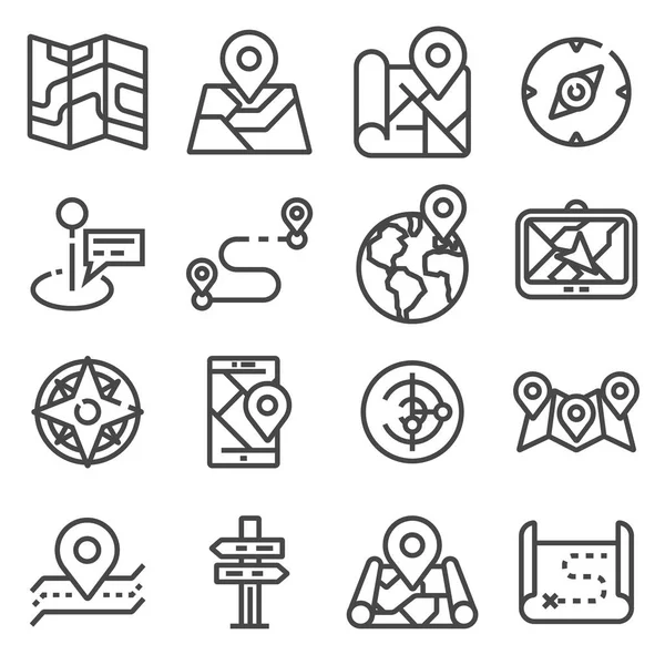 Mapa Iconos e Iconos de Ubicación — Vector de stock