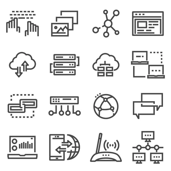 Ligne vectorielle Ensemble d'icônes réseau — Image vectorielle