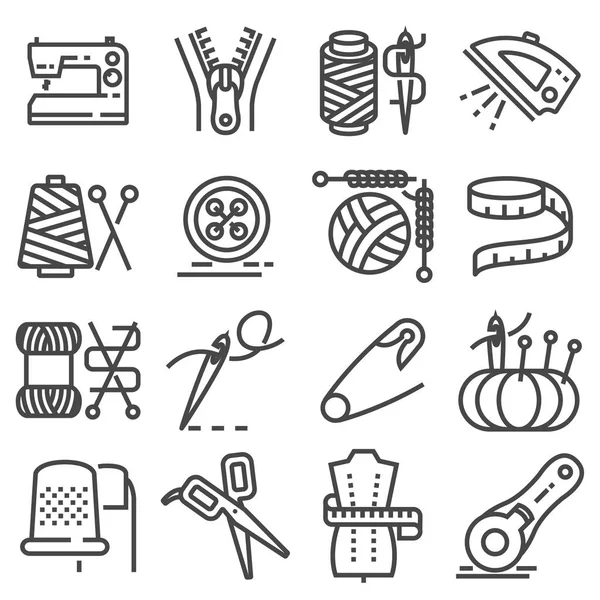 Simple set of sewing related vector line icons. — Stock Vector