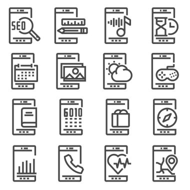 Mobil Apps vektör simgesi. Düz gri sembolü.