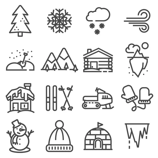 Winter icons collection - vector silhouette. — Stock Vector