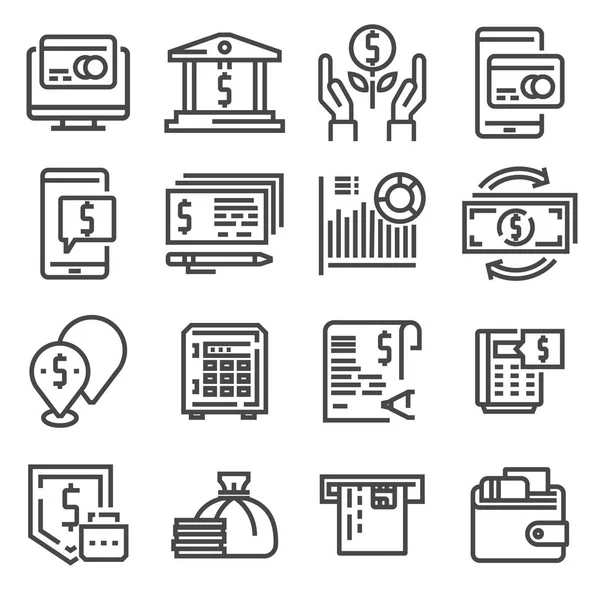 Ensemble simple d'icônes de ligne liées à l'argent — Image vectorielle