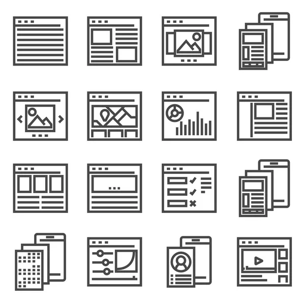 Mobile Screens User Interface Kit. Site Screens Interface icons set. — Stock Vector