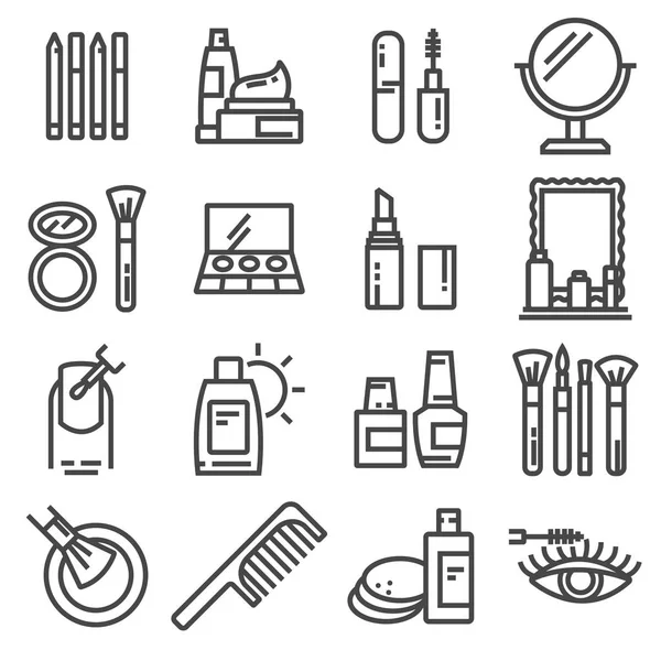 Icono de cosmética y belleza ambientado en estilo de línea delgada — Vector de stock