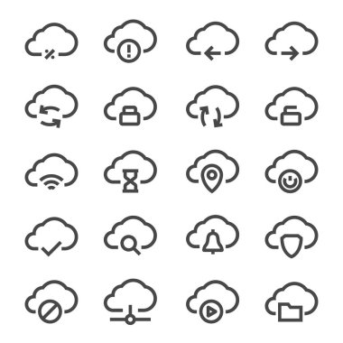 İzole vektör bulut teknolojileri Icons set