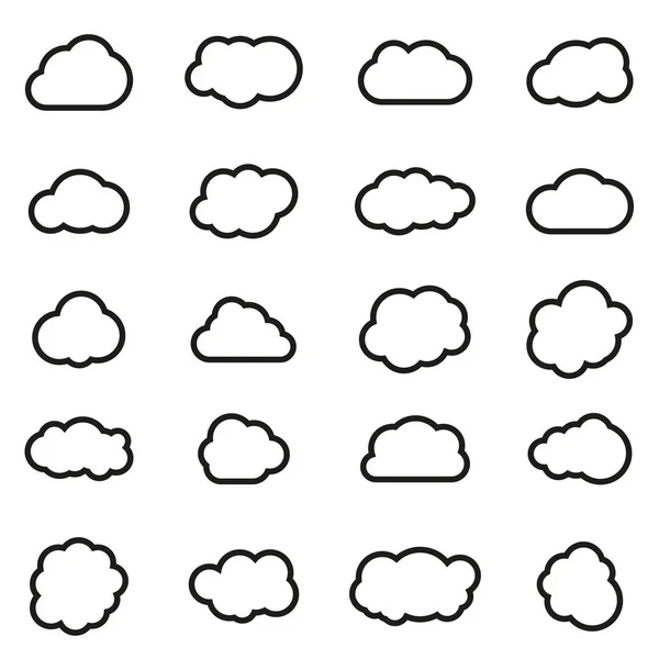 Vector lijnshapes wolk instellen op witte achtergrond — Stockvector