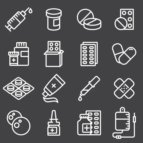 Pills capsules and bottles icons set — Stock Vector