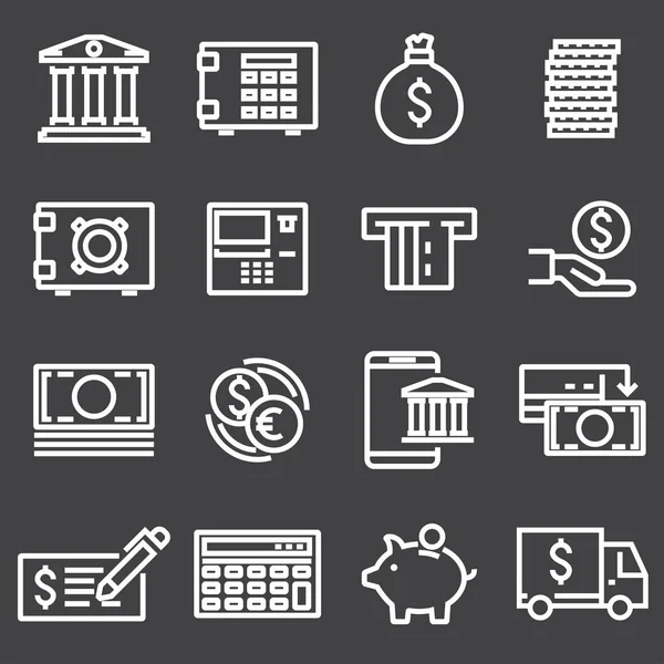 Icone finanziarie e bancarie impostate . — Vettoriale Stock