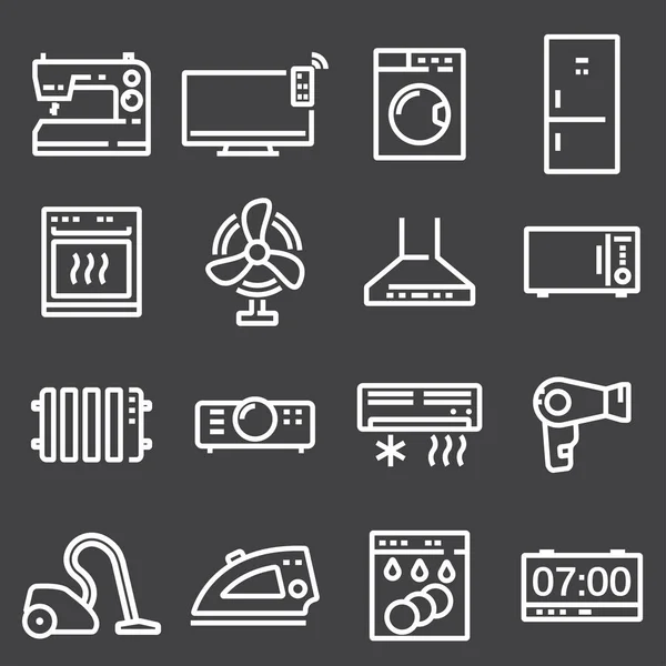 Eletrodomésticos Conjunto de ícones . — Vetor de Stock