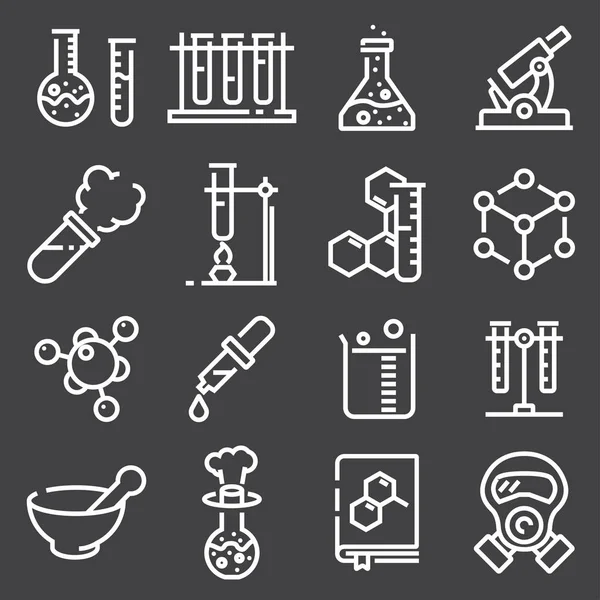 Chemistry icon set on gray background — Stock Vector