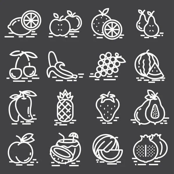 Colección de iconos de fruta de línea vectorial — Vector de stock