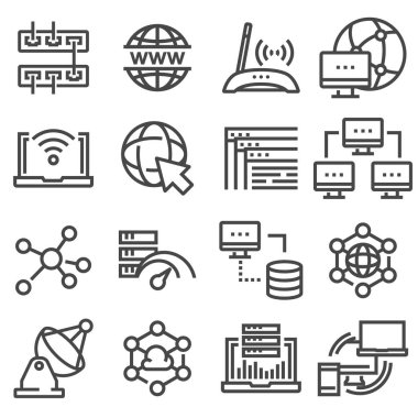 Veri analitik ve sosyal ağ Icons set