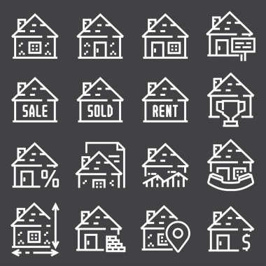 Vektör çizgi gayrimenkul Icon set
