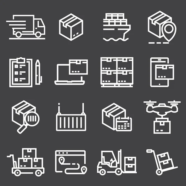 Simple Set of Delivery Vector Line Icons — Stock Vector
