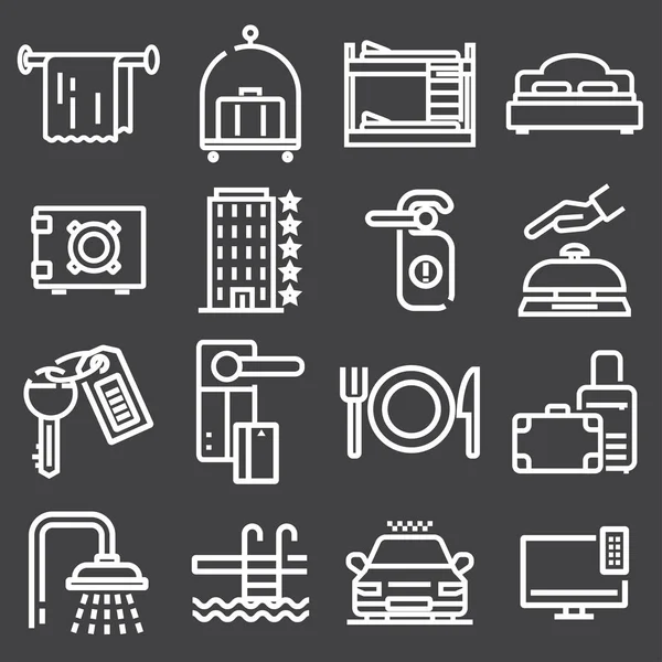 Conjunto de iconos web de esquema - Servicios hoteleros — Vector de stock