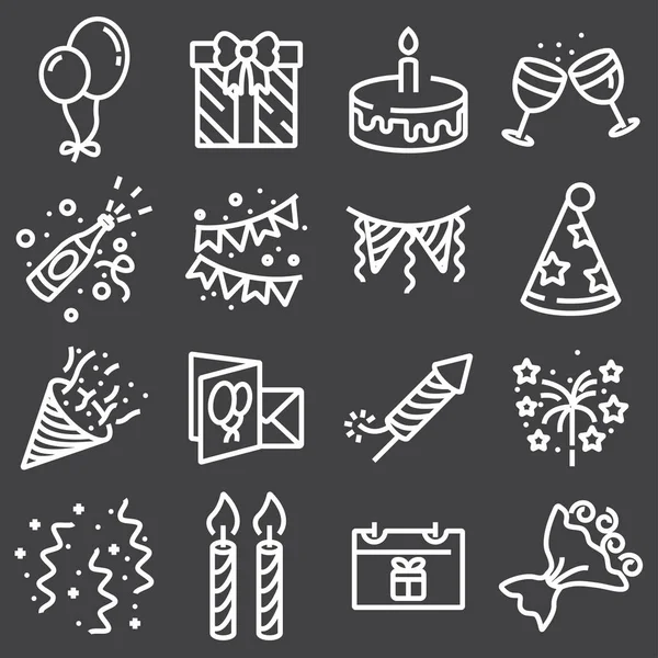 Outline web icon set - Party, Birthday, Holidays — Stock Vector