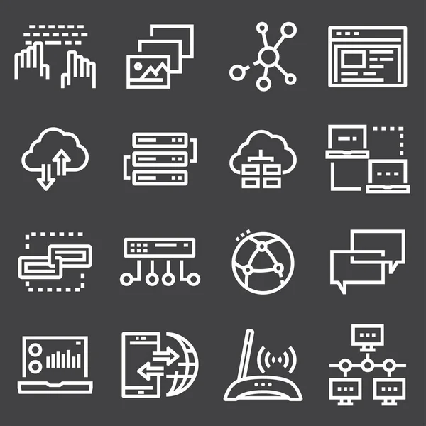 Simple network icons set — Stock Vector