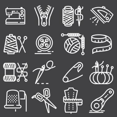 Vektör Dikiş ekipman Icons set