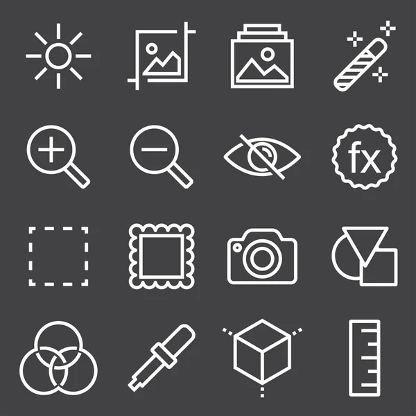 Reihe von Vektor-Symbolen für Bildeinstellungen. — Stockvektor