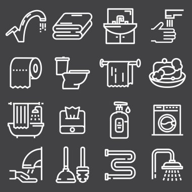 Vektör tuvalet ve banyo Icons set