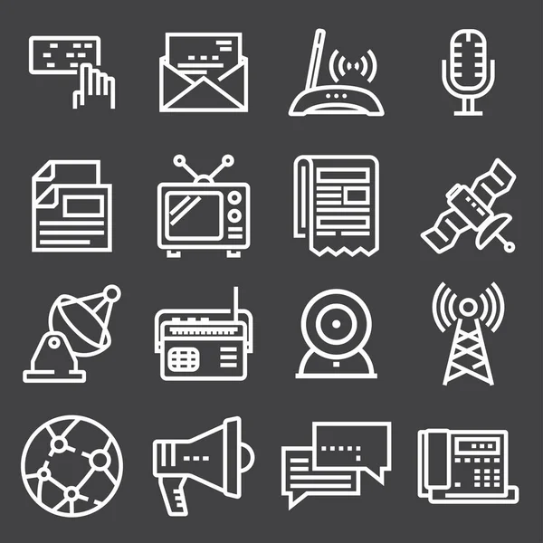 Linear communication icons set — Stock Vector