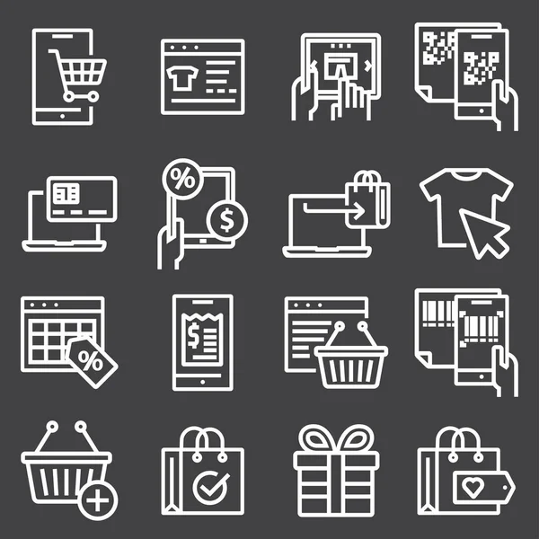 Vector line online shopping,e-commerce icons — Stock Vector