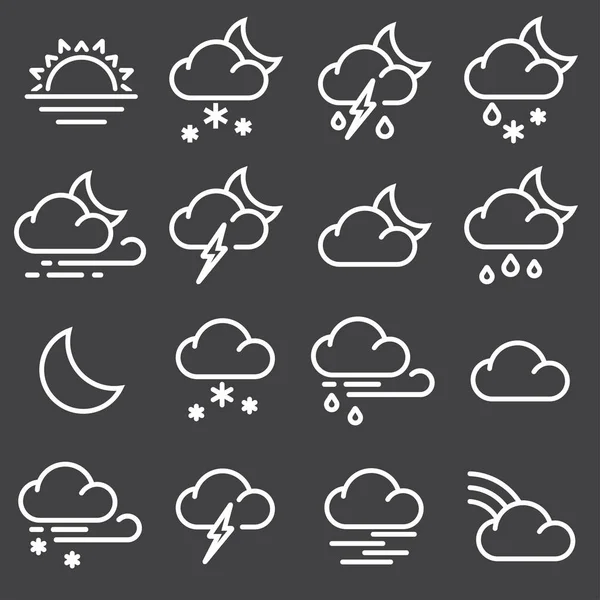 Iconos meteorológicos para imprimir, Web o aplicación móvil — Vector de stock