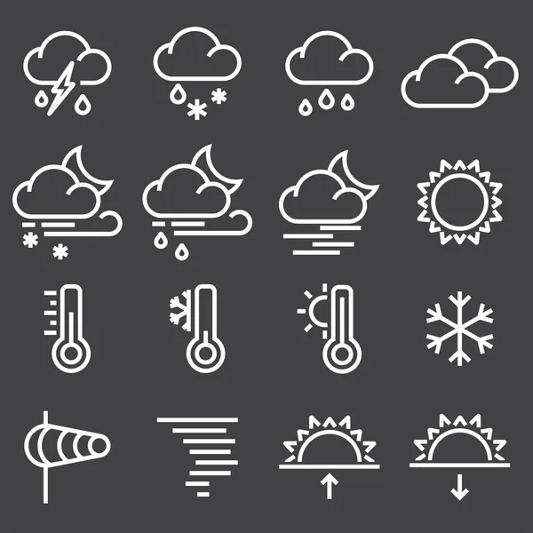 Ícones meteorológicos para impressão, Web ou aplicativo móvel — Vetor de Stock