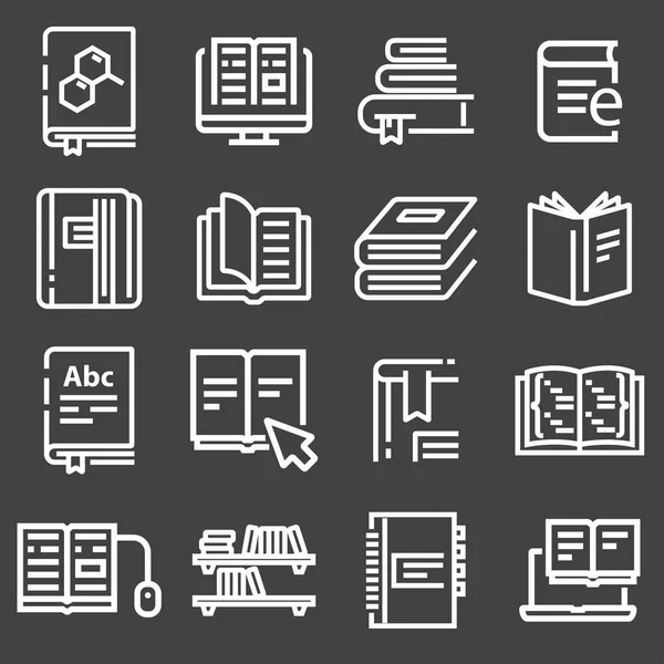 Conjunto simple de libros relacionados con iconos vectoriales — Vector de stock