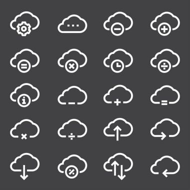 Bulut doğrusal Icons set bilgisayar