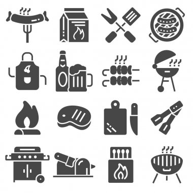 Izgara veya Barbekü Icons set
