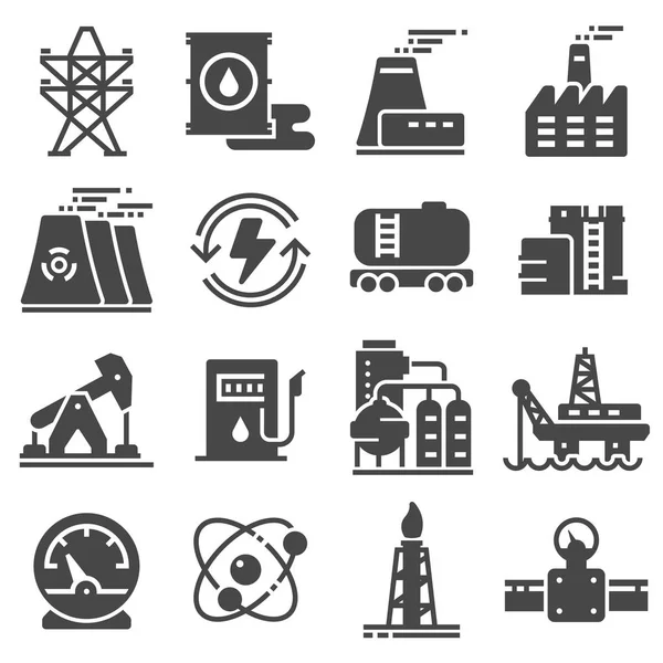 Vektör siyah enerji Icon set — Stok Vektör