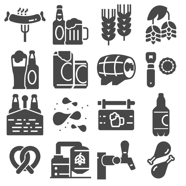 Conjunto simple de iconos vectoriales relacionados con la cerveza — Vector de stock