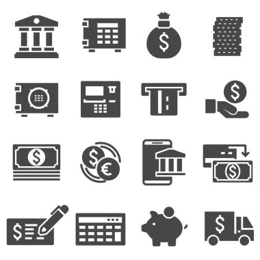 Vektör gri banka Icons set