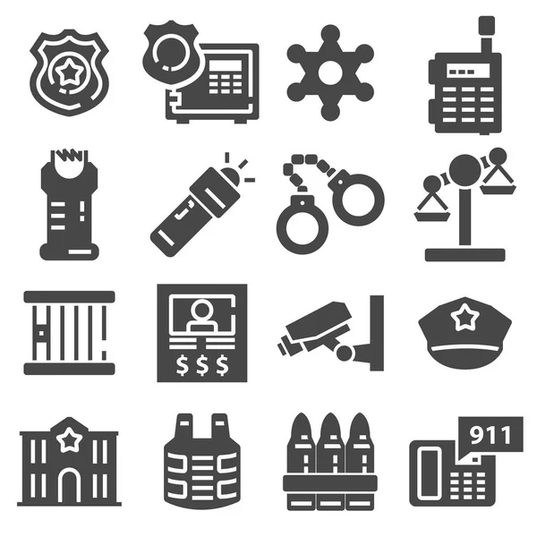 Vector gray police icons set — Stock Vector